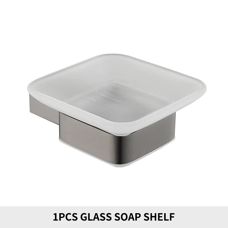 Soap Dish holder for Kitchen Bathroom Accessories Wall Mount Soap Dispenser Soap Rack With Glass Dish Metal Soap Holder Gold