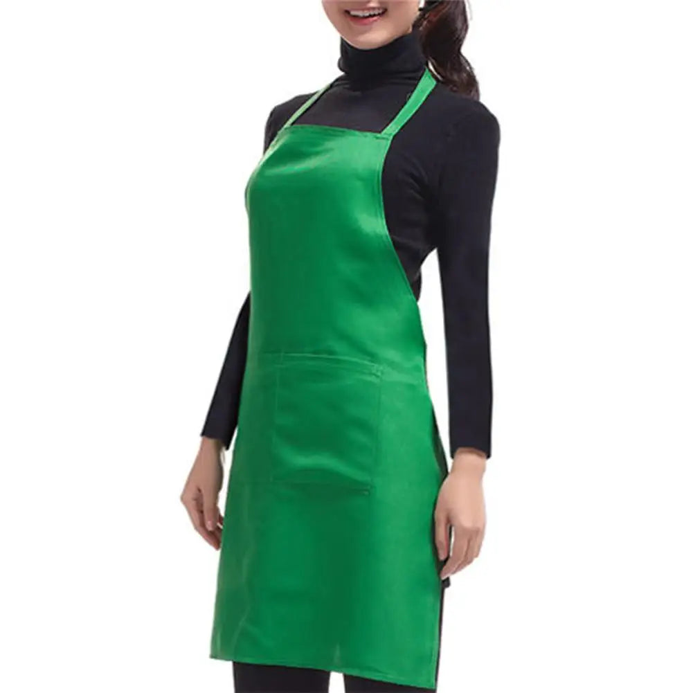 Polyester+ Cotton Blend Sleeveless Apron  Black Red Coffee Orange Anti-wear Cooking Kitchen Bib Women Men Aprons With Big Pocket