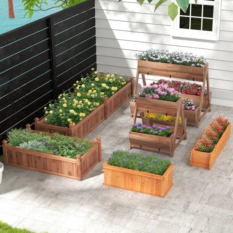Vertical Raised Garden Bed with 3 Wooden Planter Boxes for Flower Pots & Planters