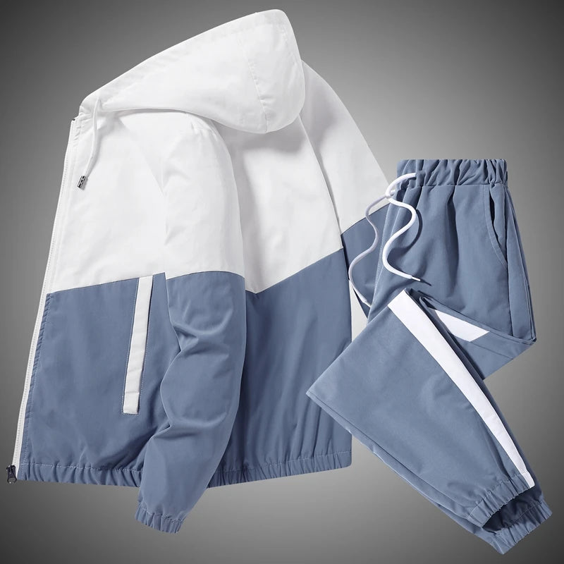 Dropshipping Patchwork Hip Hop Casual Men's Sets 2025 Korean Style 2 Piece Sets Clothes Men Streetwear Fitness Male Tracksuit