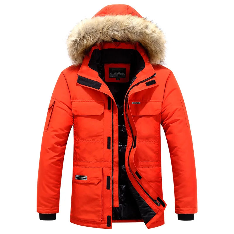 New Men Parkas Coat Windbreaker Big Pockets Wholesale Winter Parkas Men Thicken Coat Fur Hooded Jacket Overcoat Keep Warm Male
