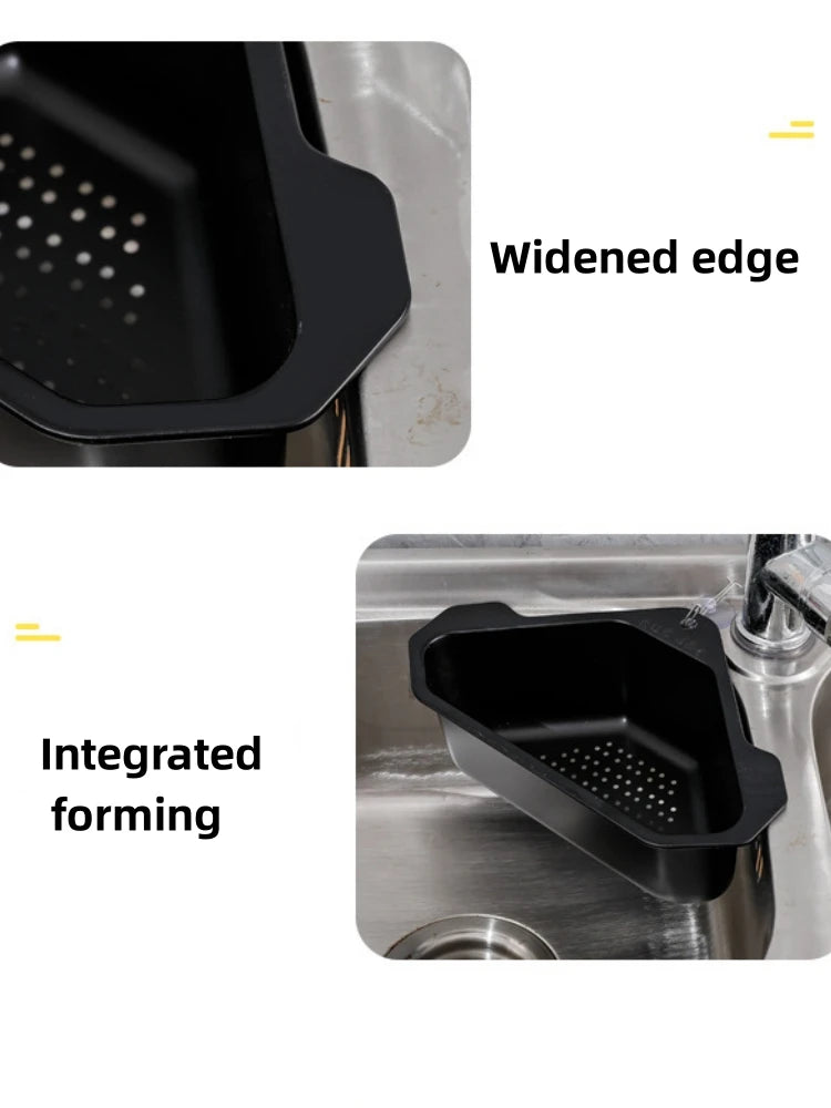 Stainless Steel Triangle Drain Basket Kitchen Sink Filter Shelf Fruit Vegetable Drainer Storage Rack Basket Bar with Suction Cup