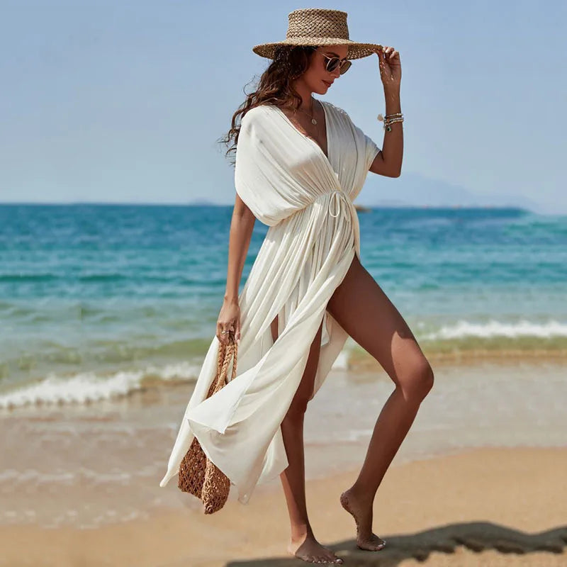 Para Praia Cotton  Bikini Cover Ups Beachwear Quick Drying Beach Dress Robe Femme Long Dress Sarong Women Loose Jumper
