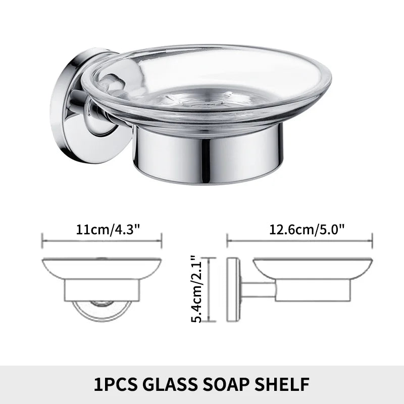 Soap Dish holder for Kitchen Bathroom Accessories Wall Mount Soap Dispenser Soap Rack With Glass Dish Metal Soap Holder Gold