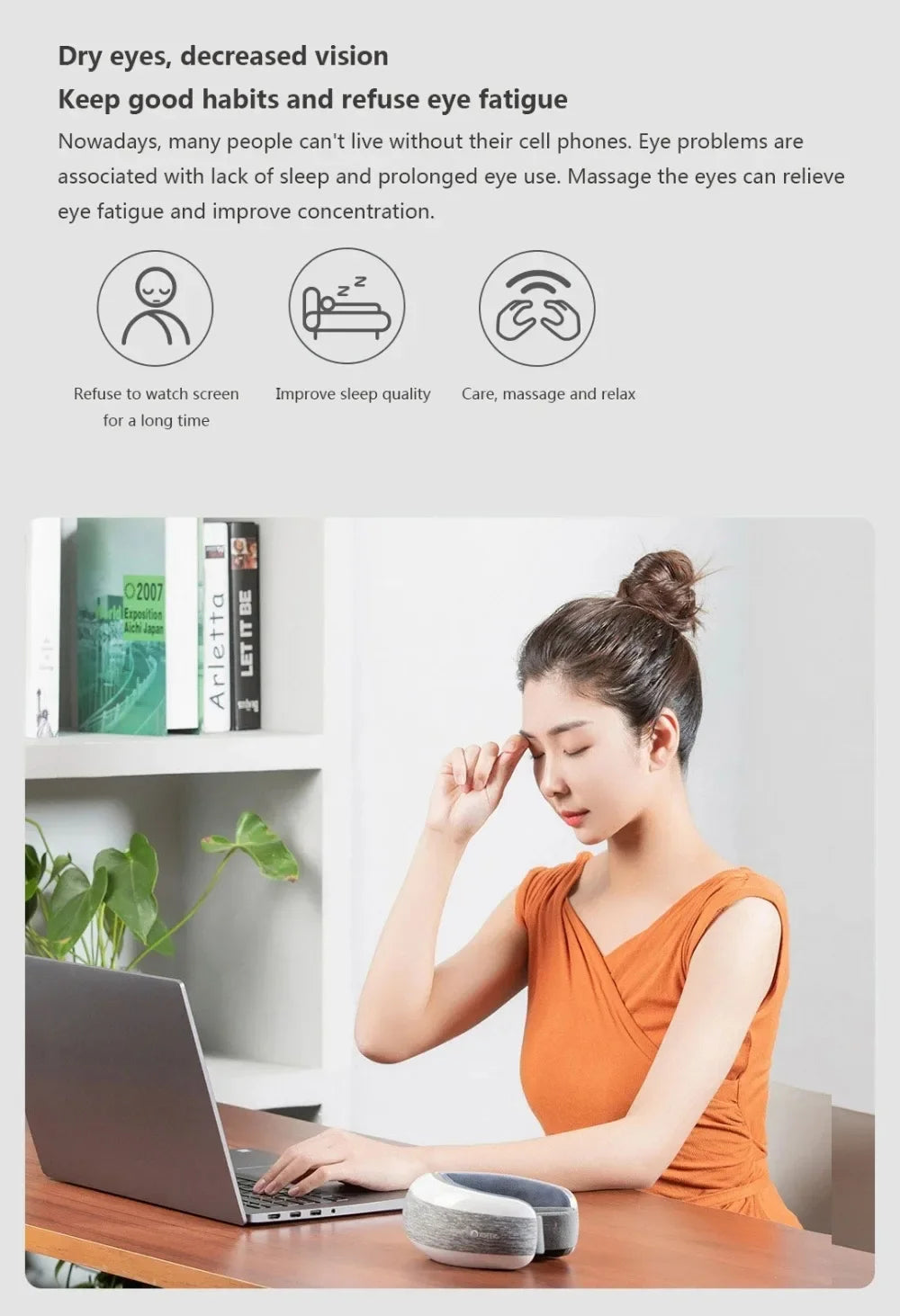 Xiaomi Mijia New Smart Eye Massager  Music 40 Degree  Hot Compress 4 Modes Press Foldable Eye Relax Massager Eye Mask