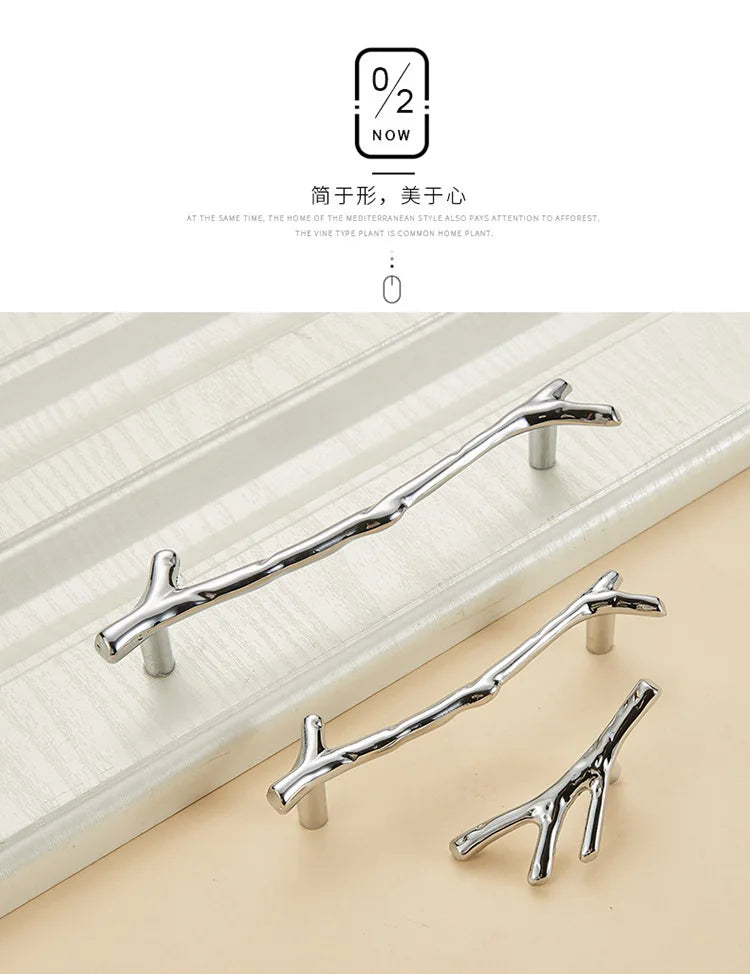 Fashion Tree Branch Furniture Handle 96mm 128mm Black Silver Bronze Kitchen Cabinet Handles Drawer Knobs Door Pulls Hardware