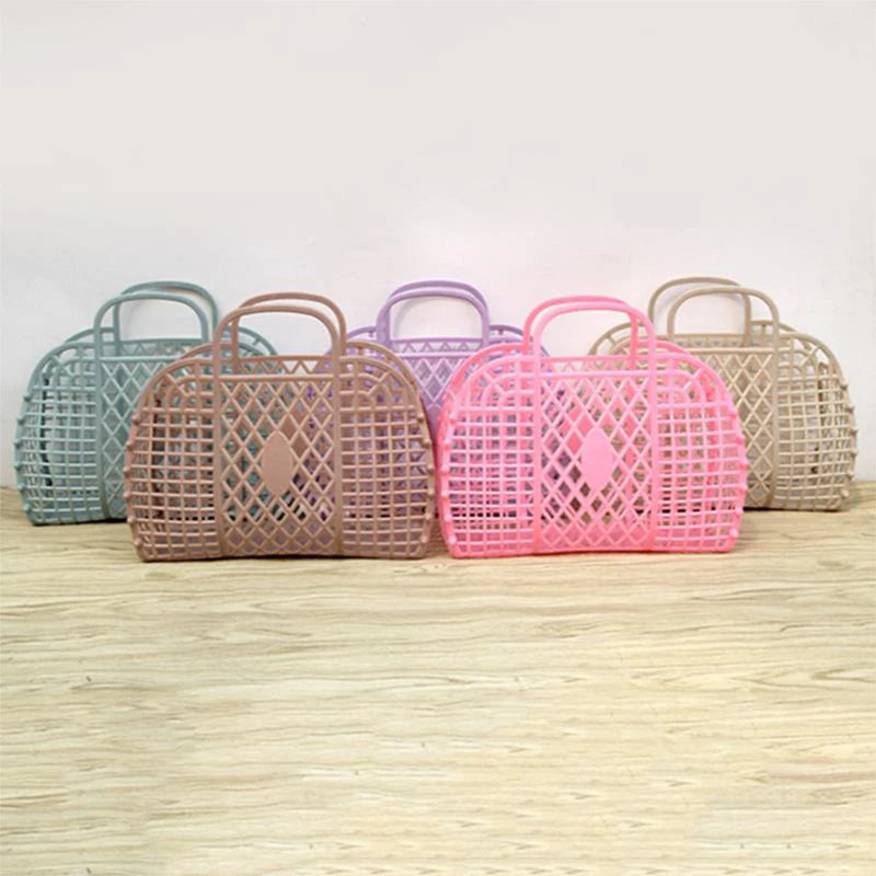 Kitchen Storage Basket Hollow Portable Shower Bath Baskets Desktop Fruit Hanging Child Toys Snack Plastic Organizer