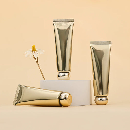 3pcs Gold 50ml Empty Refillable Plastic Soft Tubes Squeezable Bottle Packing Cosmetic For Facial Cleaner  Lotion Hand Cream