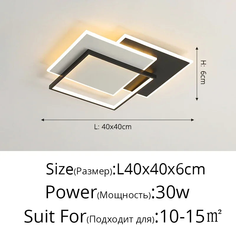 Modern Round Square LED Chandelier Simple Dimming Ceiling Lamps for Living Dining Room Kitchen Bedroom Indoor Lighting Fixture
