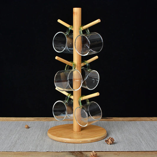 Bamboo Cups Drainer Wooden Dish Draining Rack Plates Holder Kitchen Storage Cabinet Organizer for Dish Cutting Board Pot Lid