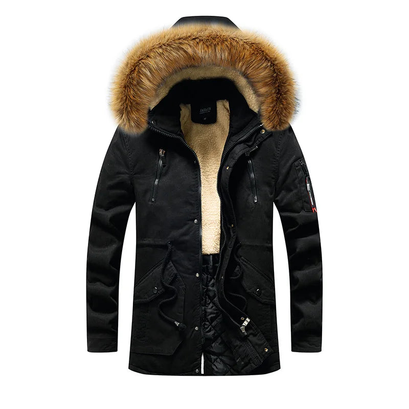 Camouflage Jacket Winter Hooded Velvet Thick Windproof Coat Men Warm Male's Medium-long Parkas New Mens Camo Parka Coat