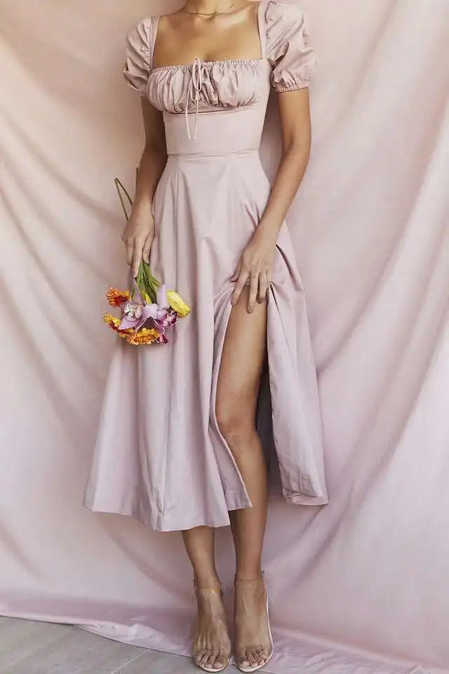 Avrilyaan White Lace Up Pleated Sexy Dress Women 2023 Split Backless Long Summer Dress Vestidos Elegant Holiday Casual Dresses