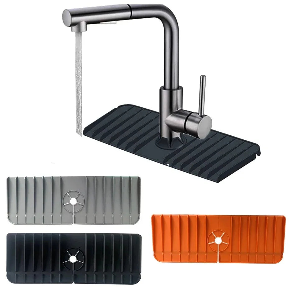 Faucet Absorbent Mat Silicon Kitchen Sink Splash Guard Drain Pad Water Splash Catcher Mats Countertop Protector Kitchen Gadgets