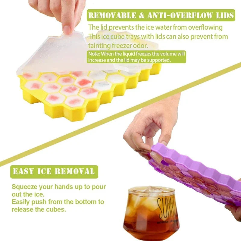 Reusable Silicone Ice Cube Mold Honeycomb Ice Cube Trays BPA Free Ice Maker Ice Jelly Juice Mould Whiskey Cocktail Kitchen Tool