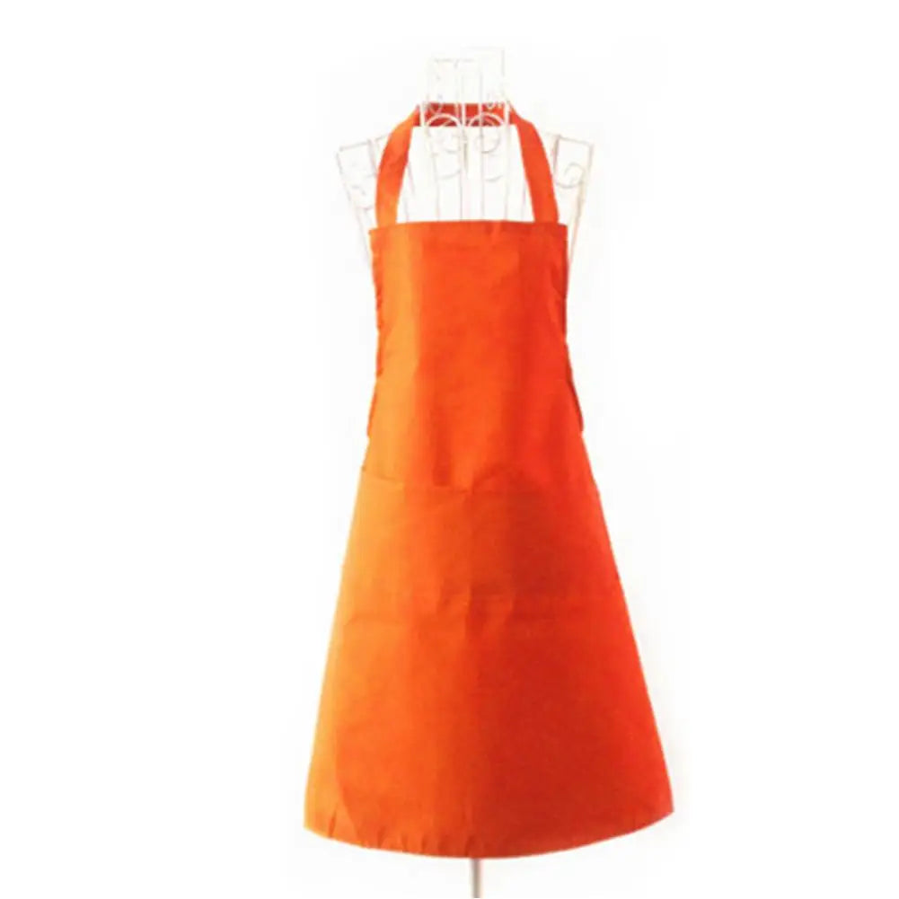 Polyester+ Cotton Blend Sleeveless Apron  Black Red Coffee Orange Anti-wear Cooking Kitchen Bib Women Men Aprons With Big Pocket