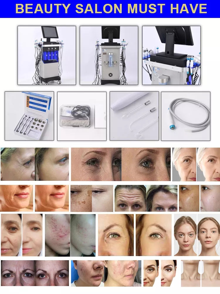 14 in 1 Women Aesthetic Beauty Equipment Bubble Oxygenation Ultrasonic Scrubber Hydrodermabrasion Hydro Facial Machine