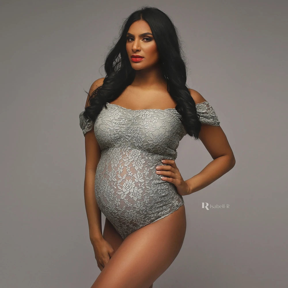 Bohemian Photo Shooting Pregnancy Dress Lace Bodysuit Tulle Long Dress  Boho Style Maternity Dresses For Photo Shoot
