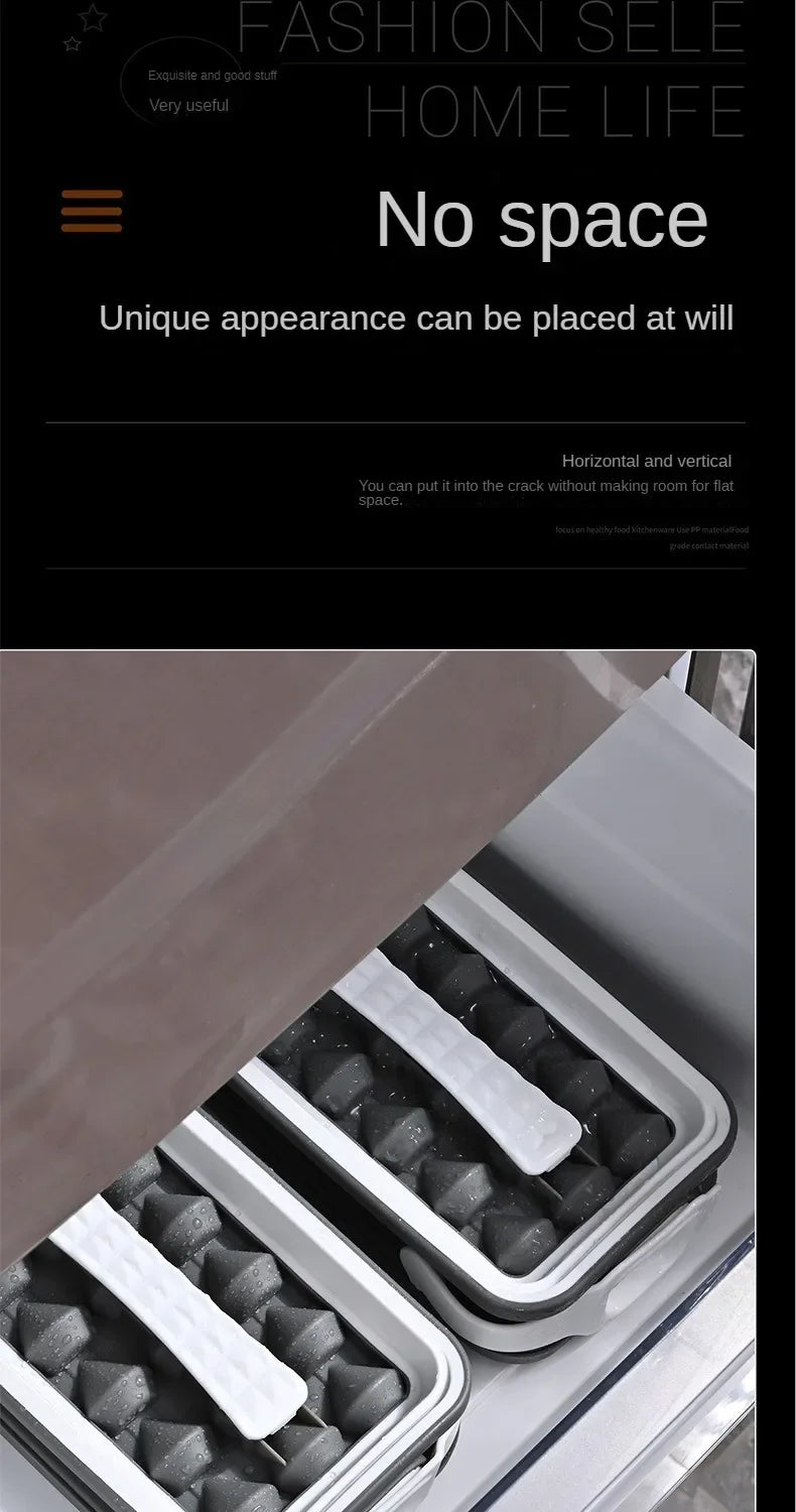 Diamond Shape Ice Maker 18 Ice Cube Mold Foldable Ice Kettle Two-in-one Multi-function Ice Tub Kitchen Bar Gadgets Box