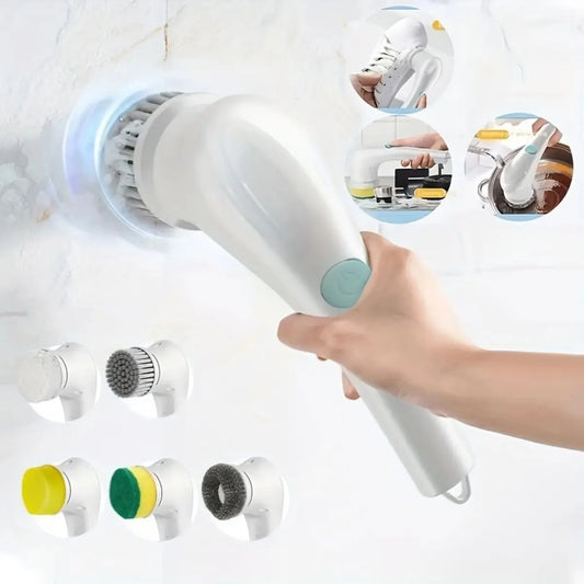 Household Cleaning Brush Multifunction USB 5 in 1 Bathroom Supplies Tools Dishwashing Brush Kitchen Gadgets Charging Mode Toilet