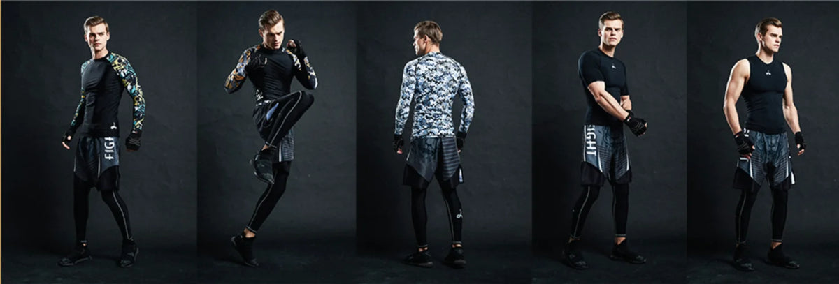 Popular Beach Surf Wear Short Sets For jiu jitsu Bjj No Gi Rashguard+Grappling Shorts Cool Westling stretchy Running Gym Clothes