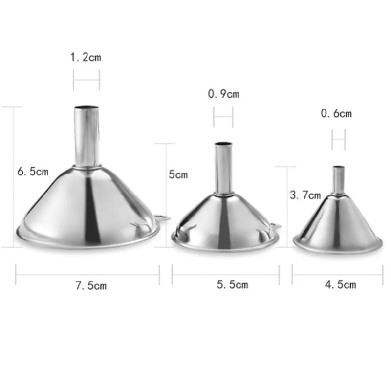 Stainless Steel Funnel Three-piece Set  Mini Funnel Oil Spill Wine Spill Tool Liquid Dispenser Kitchen Funnel Set  Entonnoir