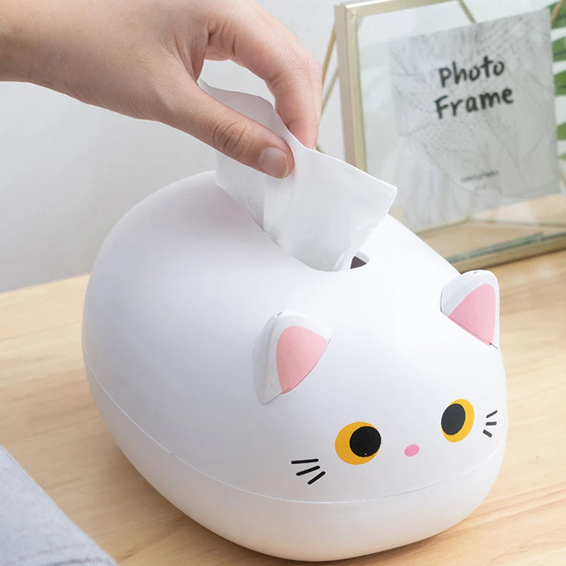 Kawaii Cat Tissue Box Kitchen Napkin Storage Box Wc Paper Container Desktop Toilet Paper Holder Nordic Style Home Decoration