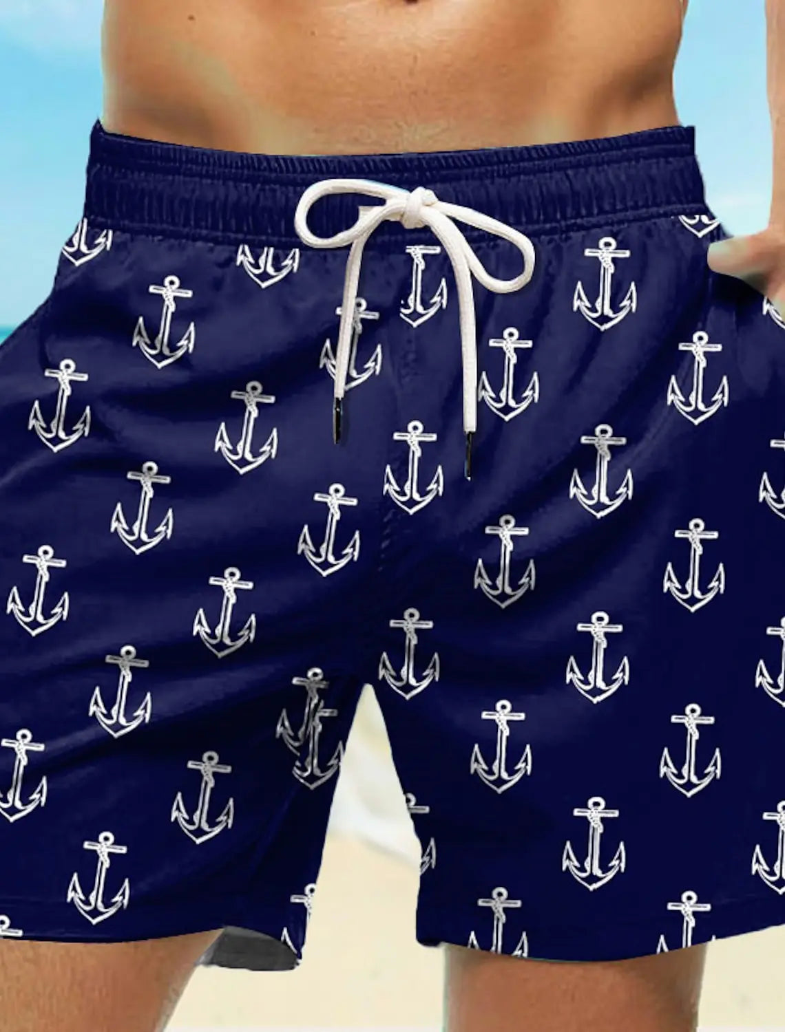 Men's Board Shorts Swim Shorts Swim Trunks Drawstring Elastic Quick Dry Short Beach Hawaiian Casual Black White Micro-elastic