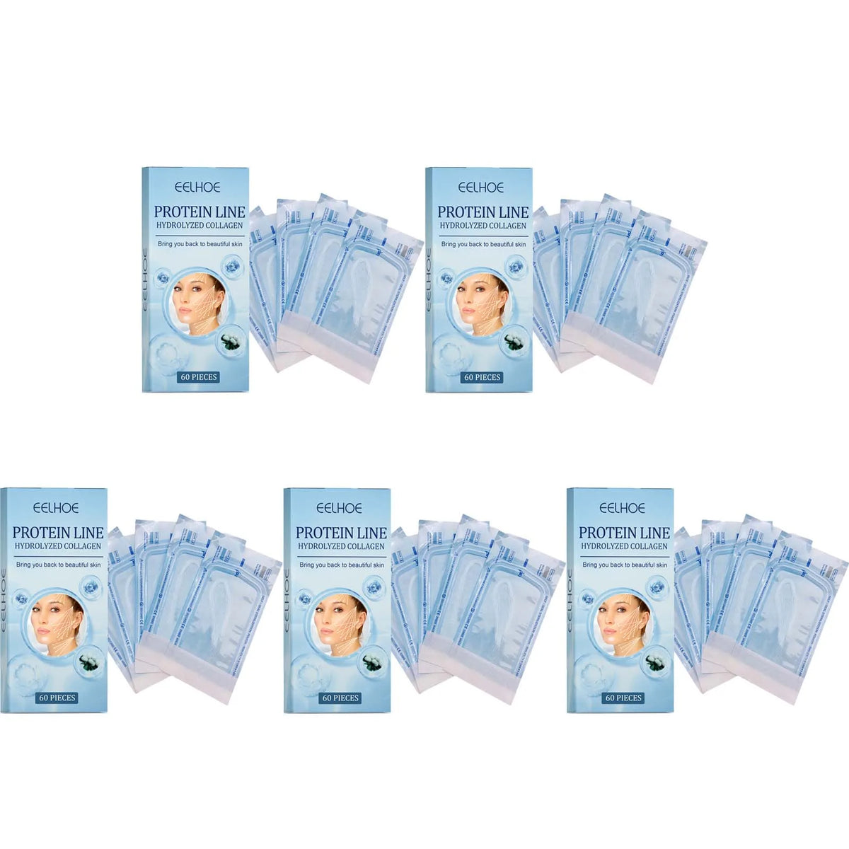 60Pcs Gold Protein Line Fade Wrinkle Firming Facial Filler No Needle Absorbable Smoothing Hydrolyzed Collagen Thread Serum