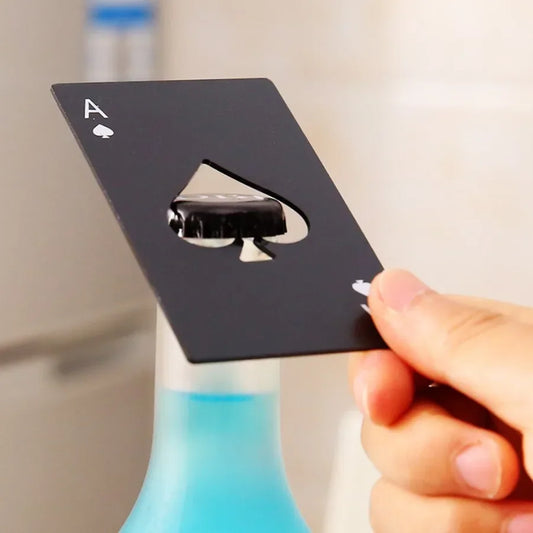 Stainless Steel Poker Card Beer Opener Keychain Bottle Opener for Bar Party Compact Playing Cards Style Tool with Spades Design