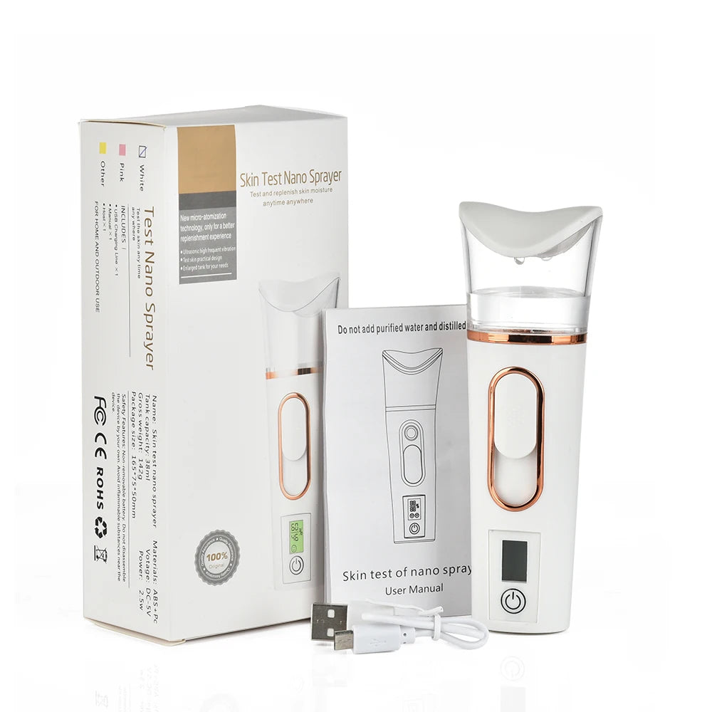 Nano Facial Sprayer Face Steamer Rechargeable Humidifier Nebulizer Portable Hydrating Moisturizing Women Beauty Water Skin Care