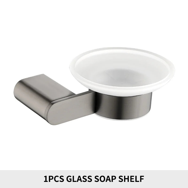 Soap Dish holder for Kitchen Bathroom Accessories Wall Mount Soap Dispenser Soap Rack With Glass Dish Metal Soap Holder Gold
