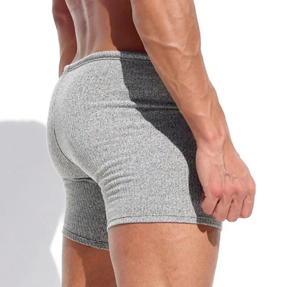 Above Knee Length Pants Men's Summer Drawstring Shorts Slim Fit Above Knee Length Solid Color Vacation Beach Sport Casual