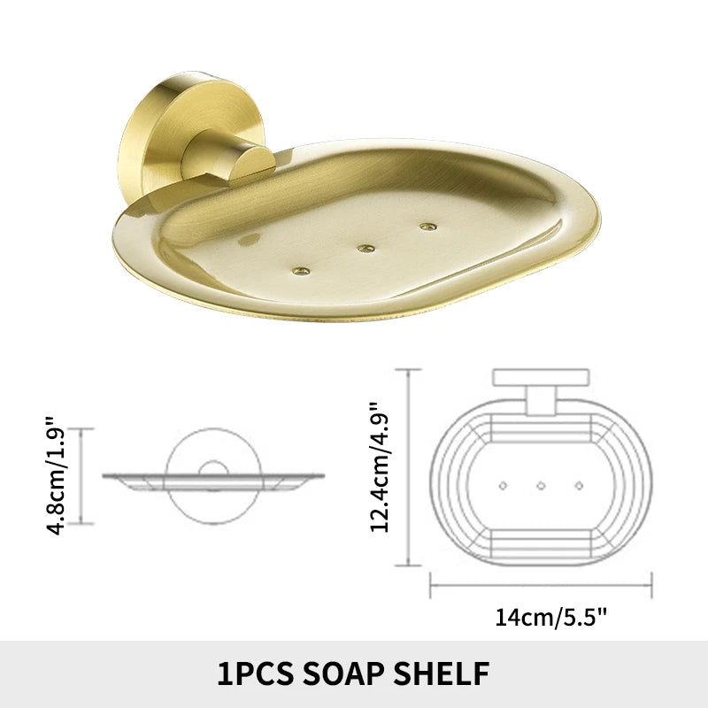 Soap Dish holder for Kitchen Bathroom Accessories Wall Mount Soap Dispenser Soap Rack With Glass Dish Metal Soap Holder Gold