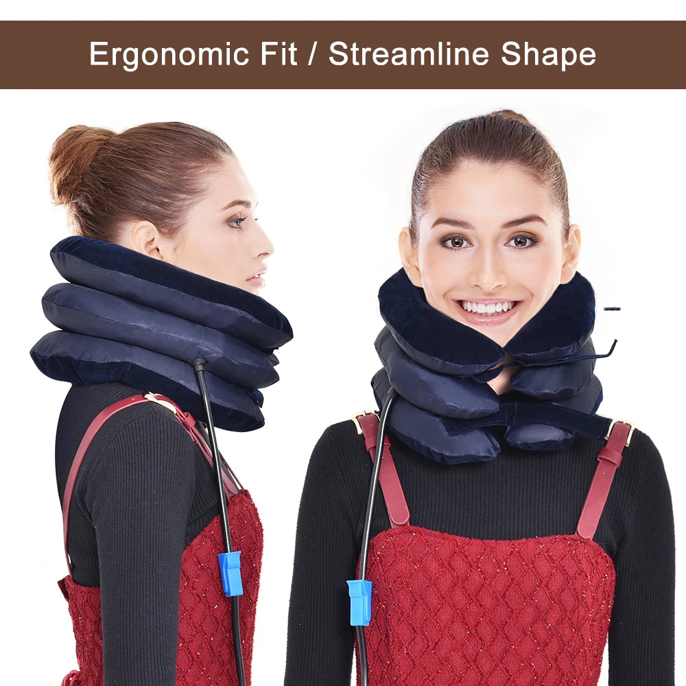Neck Massager 3 Layer Inflatable Air Cervical Neck Traction Support PainStress Relief Neck Collar Pillow Neck Stretching Brace