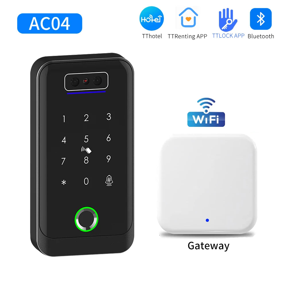TTLOCK 3D Face Recognition Access Control Keypad Door Lock Opener Fingerprint E-Key Code App RF Remote Facial RFID Card Unlock