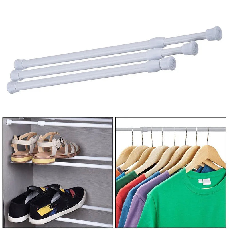 Spring Tension Curtain Rods Durable Adjustable Length Hanging Curtain Rods for Wardrobe Kitchen Cupboard