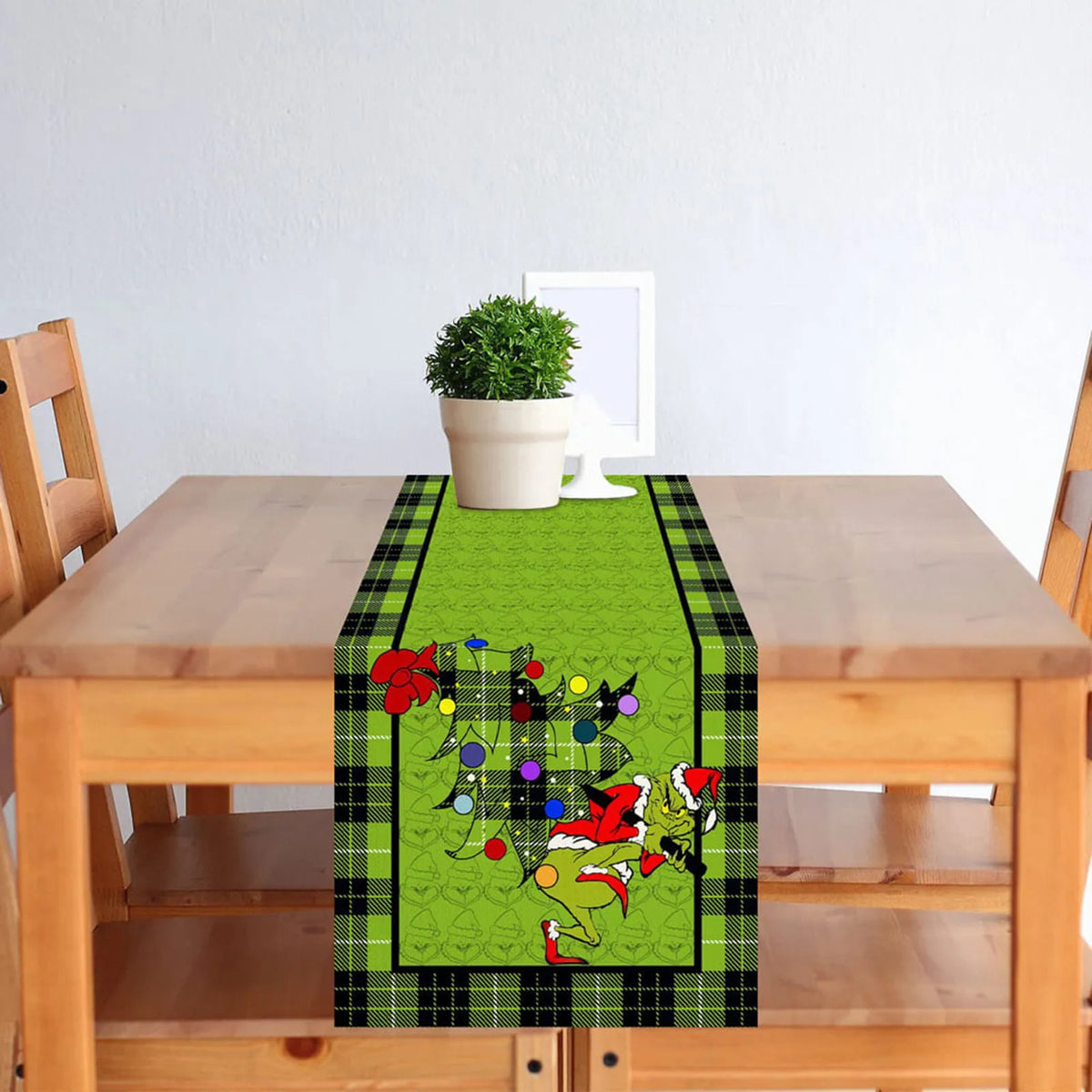 Linen Green Christmas Table Runner Tablecloth Christmas Xmas Winter Holiday Home Kitchen Dining Room Table Decoration 13x72 Inch