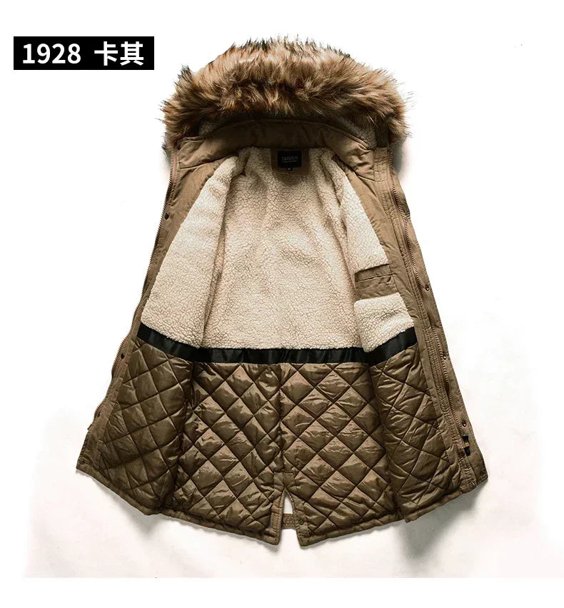 Camouflage Jacket Winter Hooded Velvet Thick Windproof Coat Men Warm Male's Medium-long Parkas New Mens Camo Parka Coat
