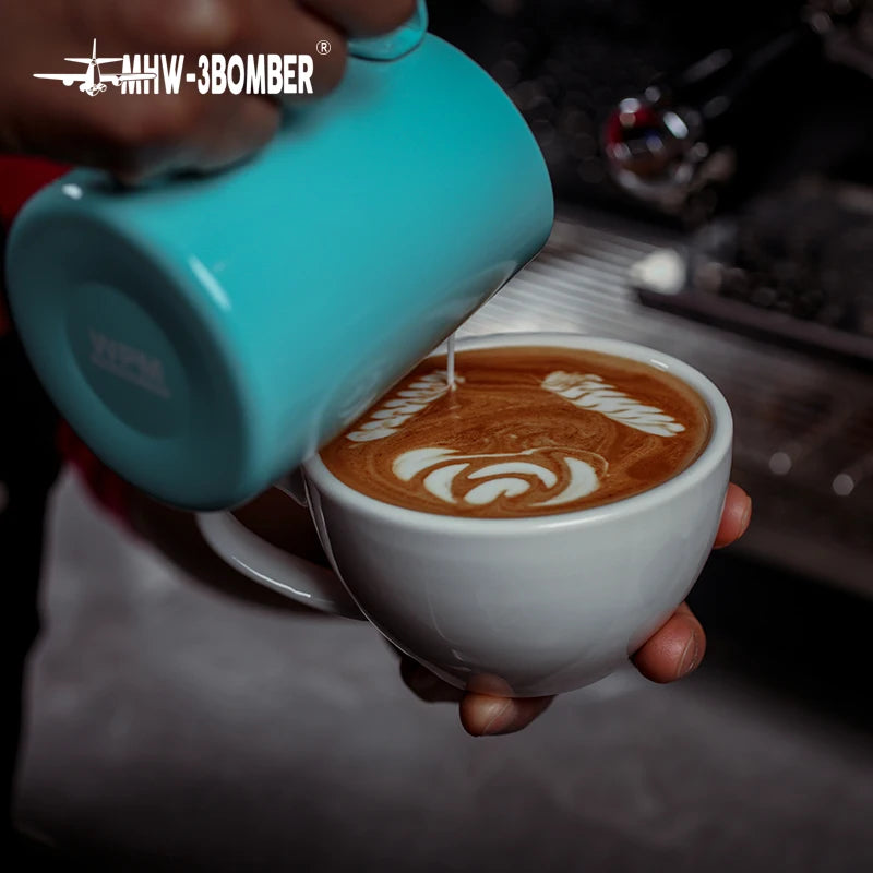 MHW-3BOMBER 280ML Esspresso Cup Saucer & Spoon Ceramic Tea Mugs Set Home Kitchen Accessories Chritmas Gifts for Coffee Lovers