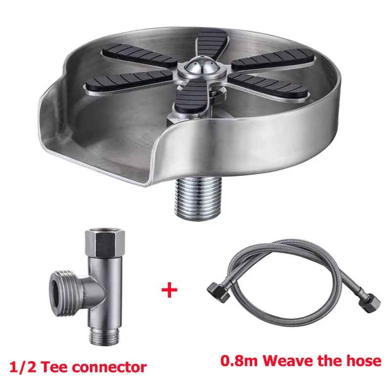New Stainless Steel Cup Washer Glass Cleaner Bottle Washer Cup Cleaner for Kitchen Sink Restaurant Home Cafes