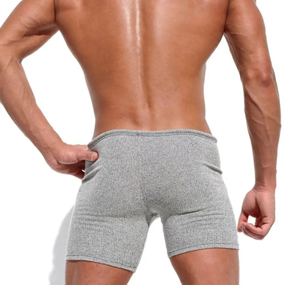 Above Knee Length Pants Men's Summer Drawstring Shorts Slim Fit Above Knee Length Solid Color Vacation Beach Sport Casual