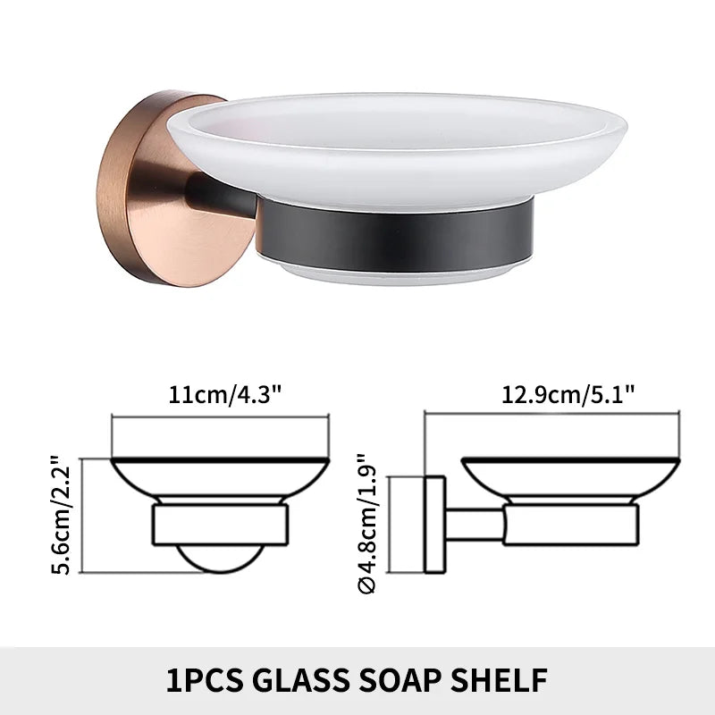 Soap Dish holder for Kitchen Bathroom Accessories Wall Mount Soap Dispenser Soap Rack With Glass Dish Metal Soap Holder Gold