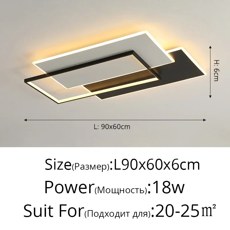 Modern Round Square LED Chandelier Simple Dimming Ceiling Lamps for Living Dining Room Kitchen Bedroom Indoor Lighting Fixture
