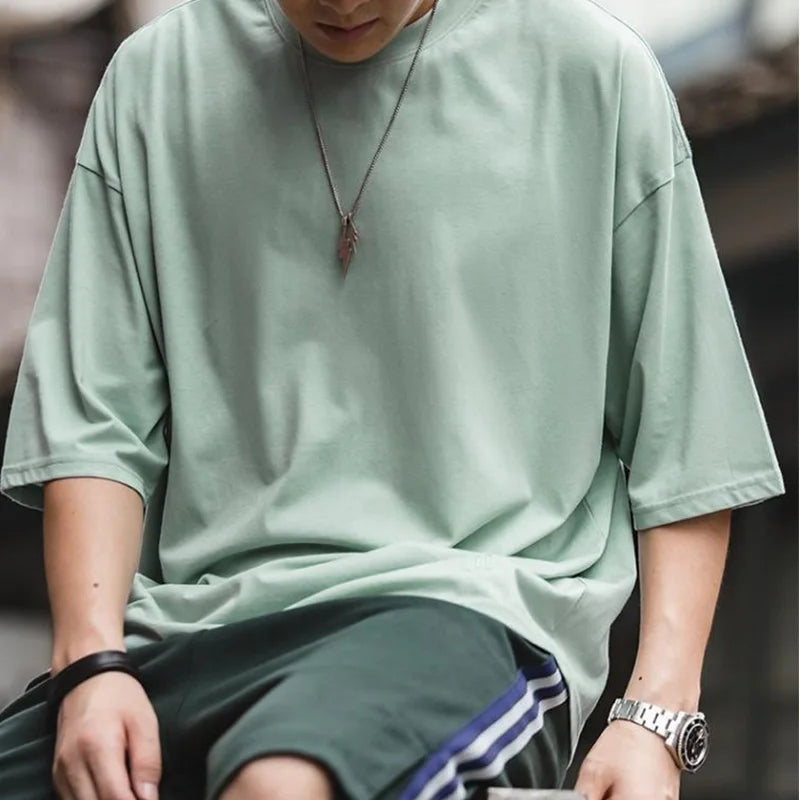 Maden Casual Cool-Touch Short Sleeve T-Shirt Men's Summer Breathable Loose Fit Crew Neck Tee Basic Versatile Solid Color Tops