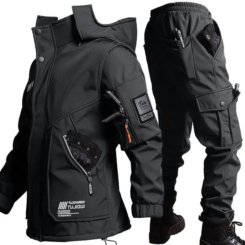 Hot Winter Velvet Thickened Jacket Suit for Men and Women Windproof and Water-proof Outdoor Cold-proof and Warm Work Clothes