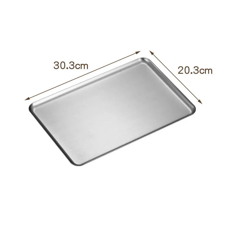 Stainless Steel Shallow Baking Pastry Tray Fruit Sancks Food Storage Plates Non-Stick Dishes Cake Pan Cookware For Kitchen