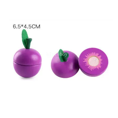 1Pcs Fruit Cutting Educational Toys Wooden Paste Stickers Vegetable Fruit Cutting Kitchen Toy Educational Toy For Children Gift