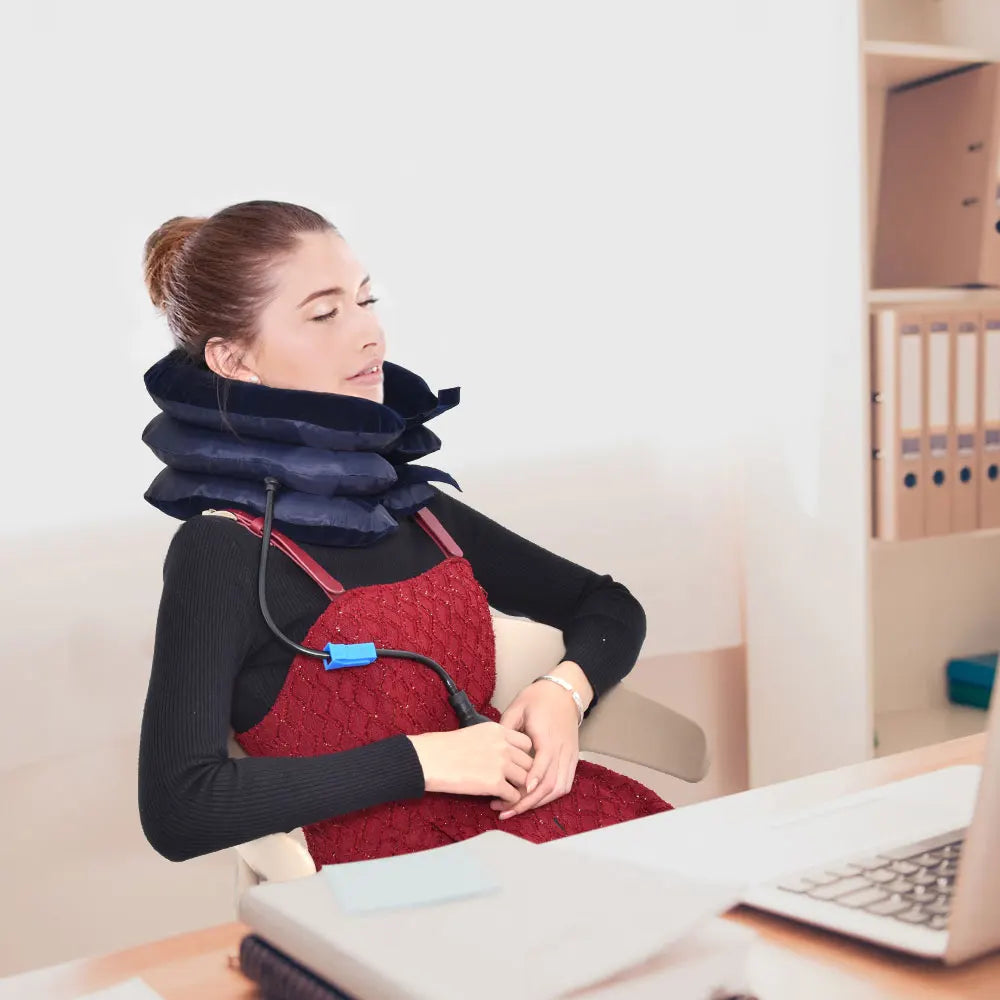3 Layers Neck Massager Corrector Collar Relief Air Inflatable Cervical Vertebra Therapy Traction Soft Brace Pain Relief Pillow