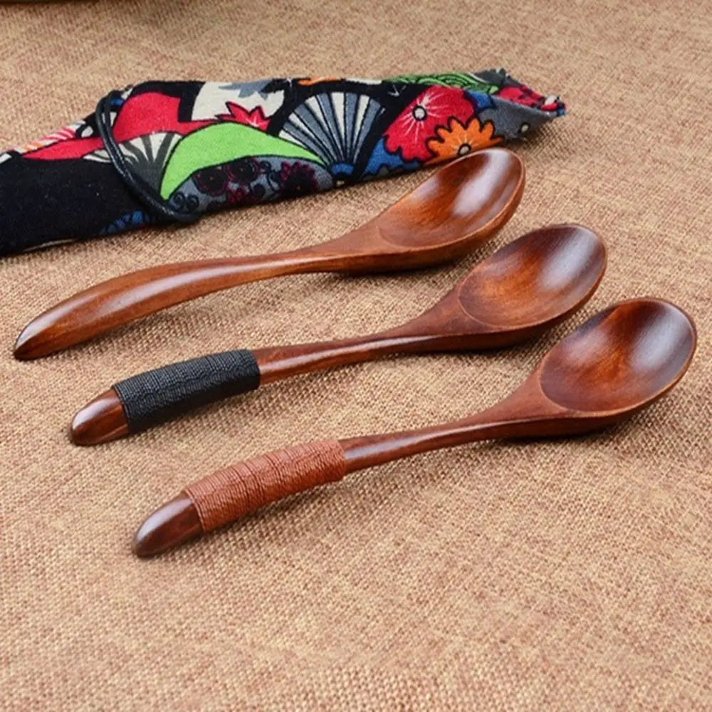 Coffee Dessert Catering Scoop Hand-made Wood Tableware Wooden Spoon Kitchen Tool Cooking Utensil Soup Spoon