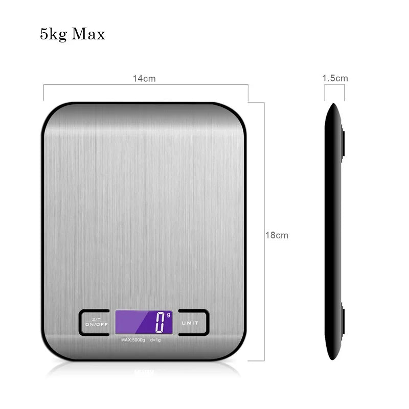 Electronic Digital Scales 5kg 10kg 1g  Weights Scale Stainless Steel  Food Balance Measure Tools LED Display Kitchen Scale